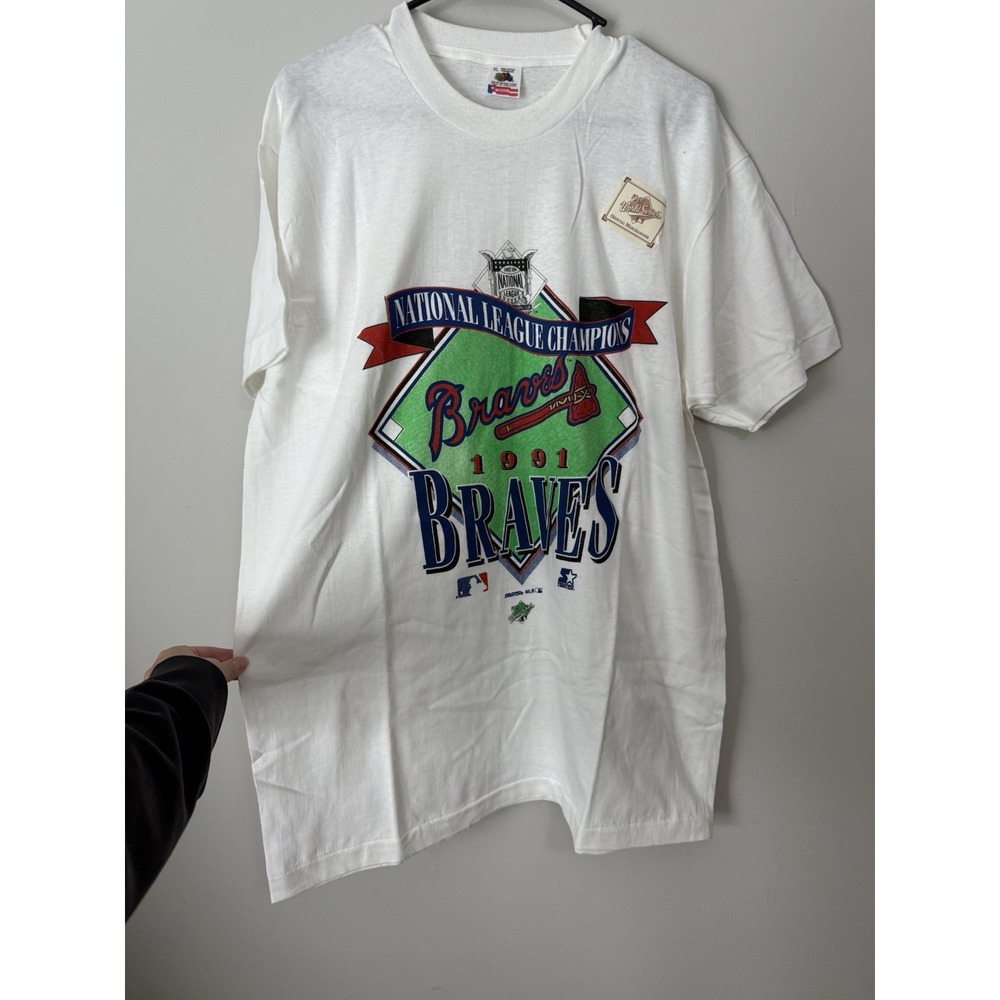 Vintage Atlanta Braves 1991 World Series National Champion Sz XL Collectable
